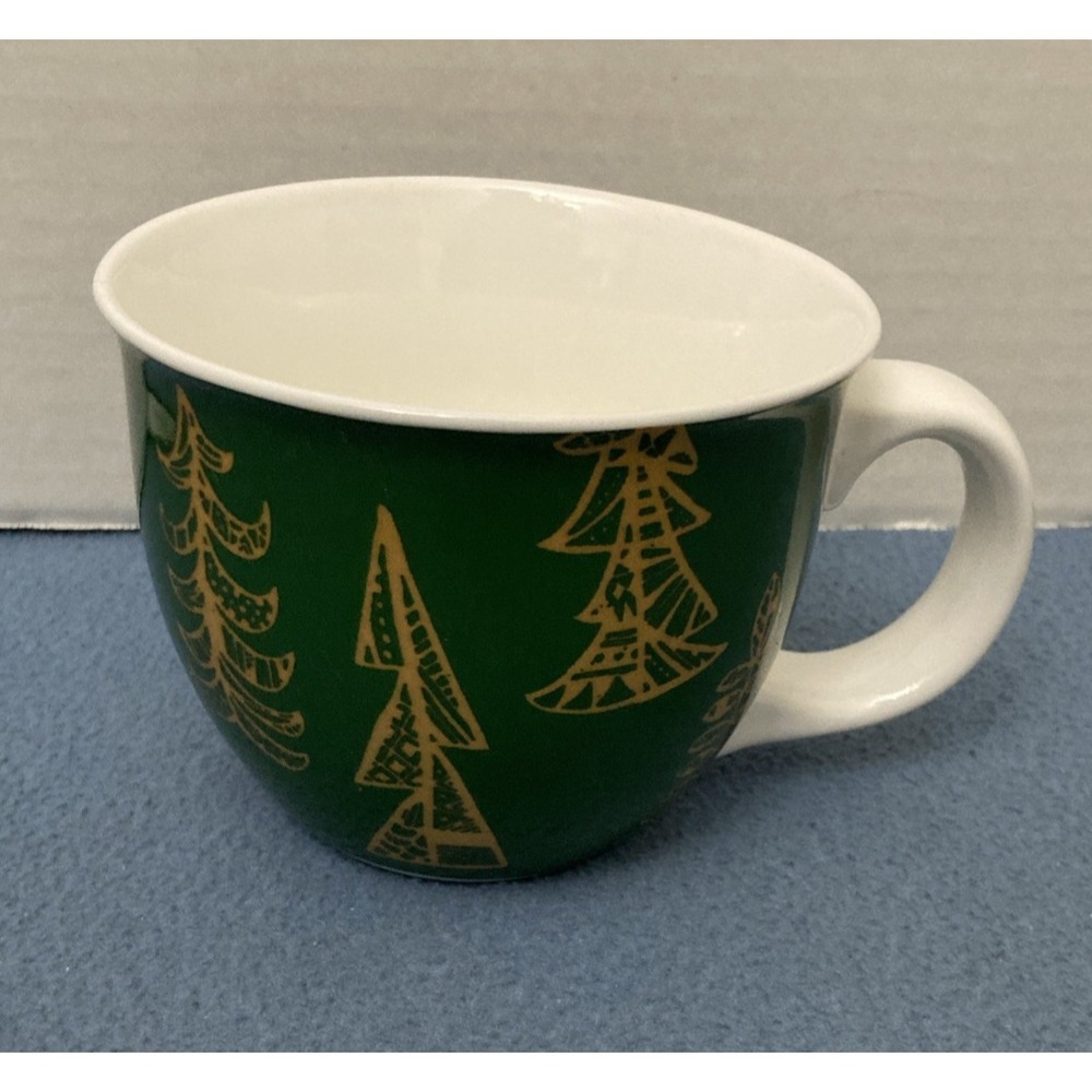 Starbucks 2015 Green with‎ Gold Trees Holiday Coffee Mug - 14 oz